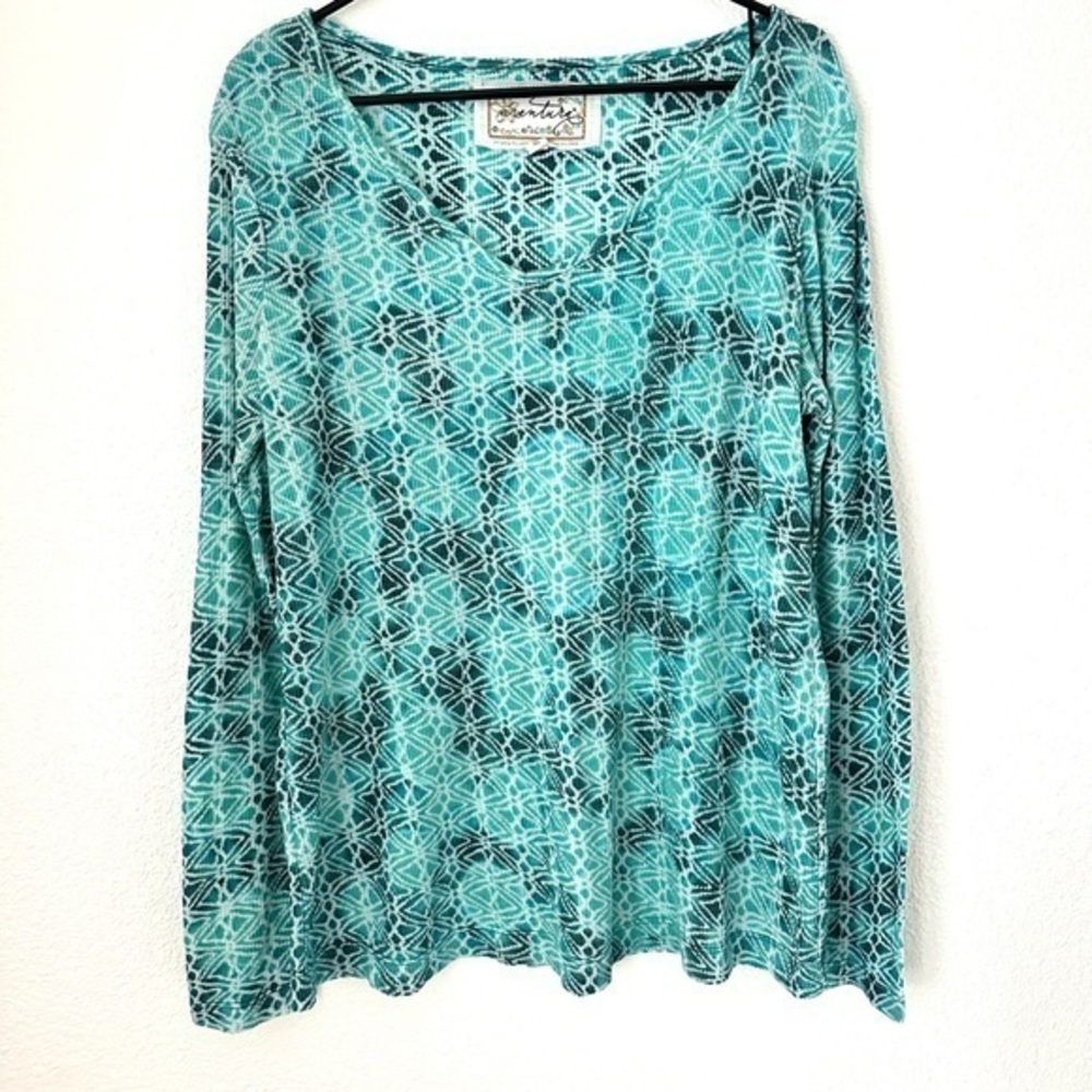 Long Sleeve Top Women’s XL Blue Turqouise V-Neck Lightweight Tee